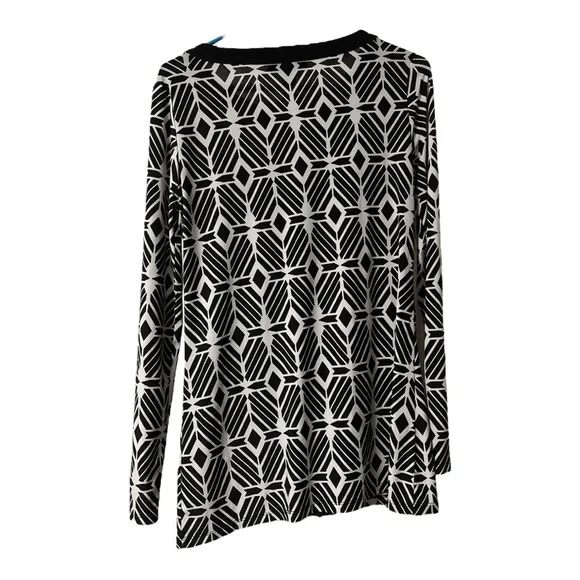 INC Jeweled Chic Black and White Geometric Women's Blouse Size Medium - Picture 2 of 2